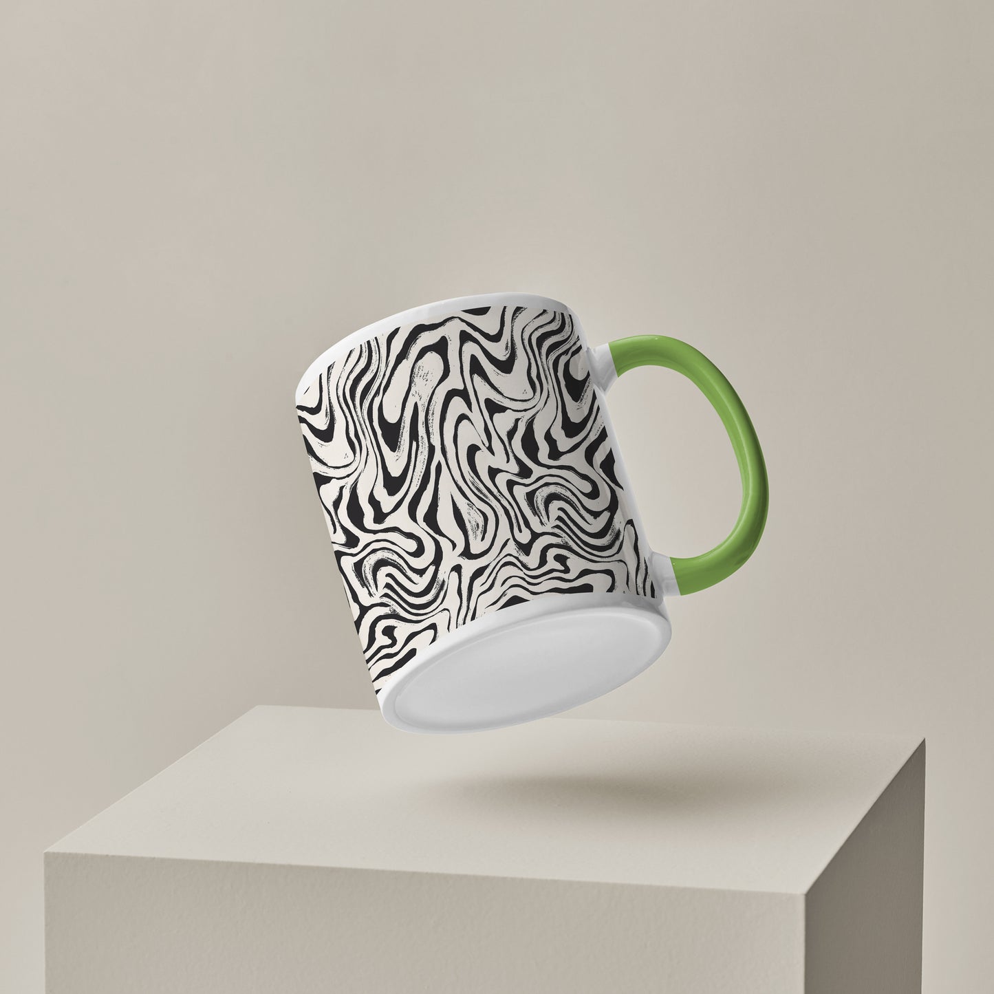 Curated pattern design pattern design Pattern Lite Green Handle 330 ml Coffee Mug