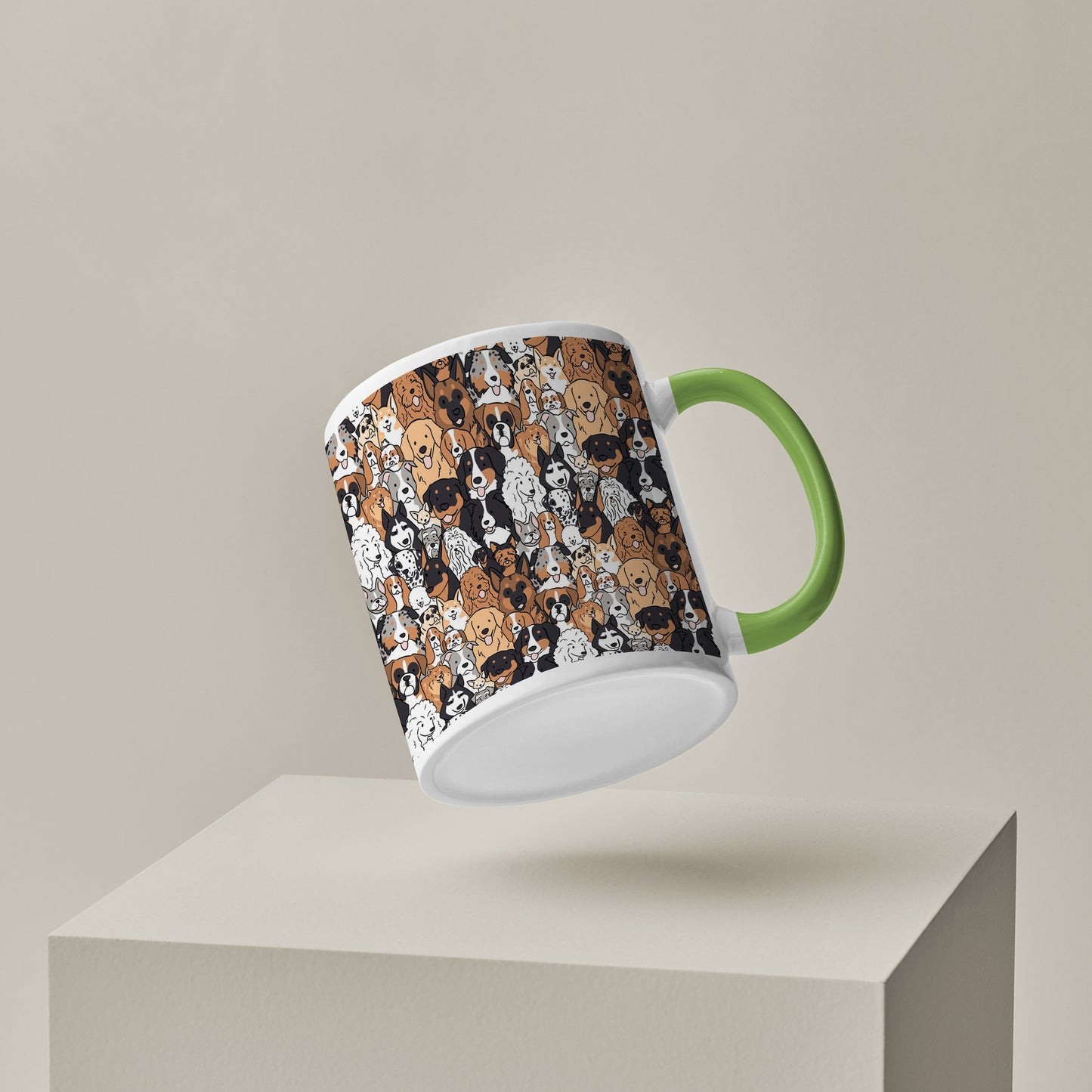 Dog breeds illustration design Pattern Lite Green Handle 330 ml Coffee Mug