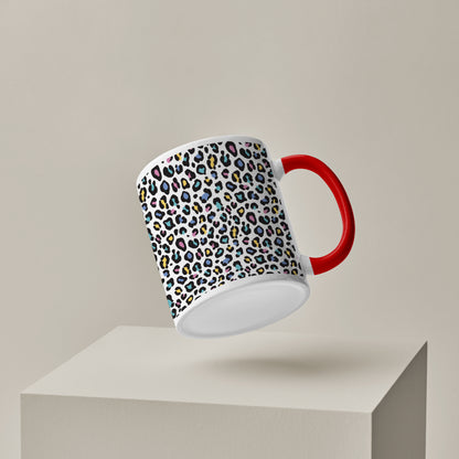 Color full Vector leopard animal motif vector seamless pattern design Red Handle 330 ml Coffee Mug