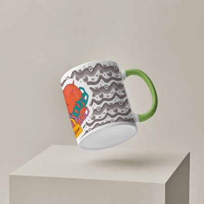 love chain Pattern Lite Green Handle 330 ml Coffee Mug