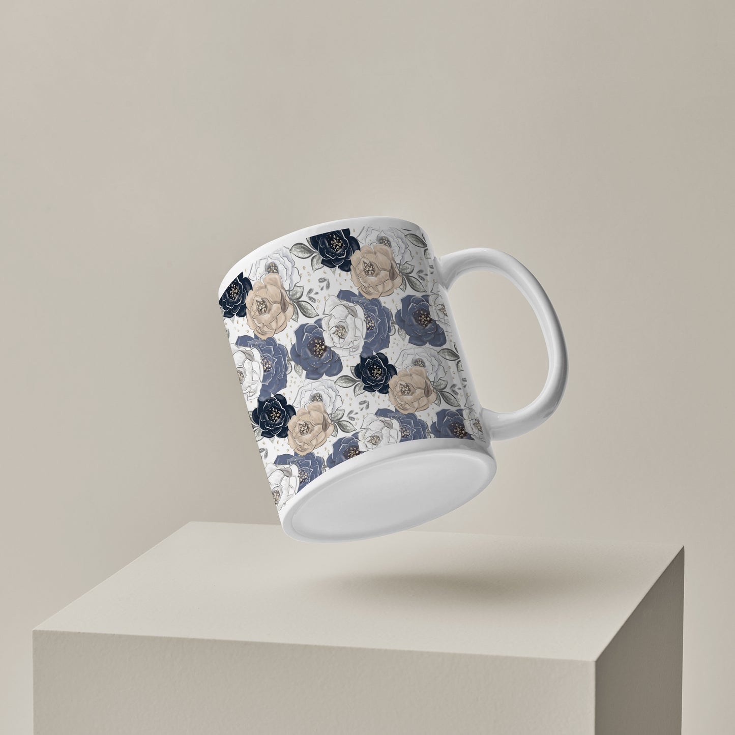 Flowers design pattern White 330 ml Coffee Mug