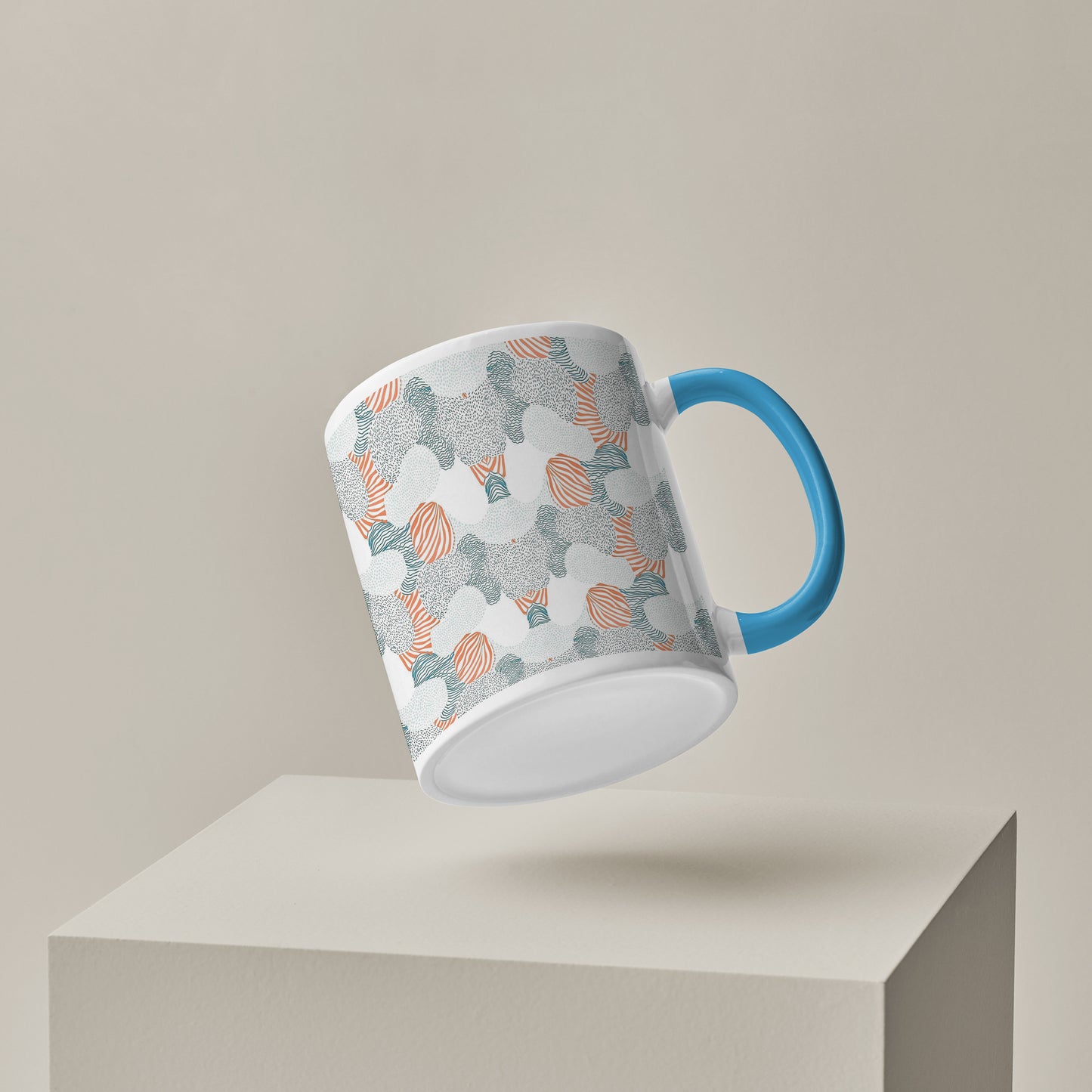 Colorfull hand drawing pattern design Sky Blue Handle 330 ml Coffee Mug