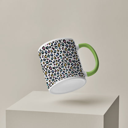 color full Vector leopard animal motif vector seamless pattern design Pattern Lite Green Handle 330 ml Coffee Mug