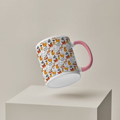 Dog breeds vector leaves design Pattern Lite Pink Handle 330 ml Coffee Mug