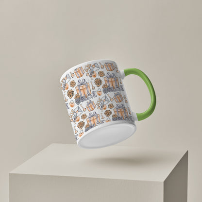 Gift box pattern design Pattern Lite Green Handle 330 ml Coffee Mug