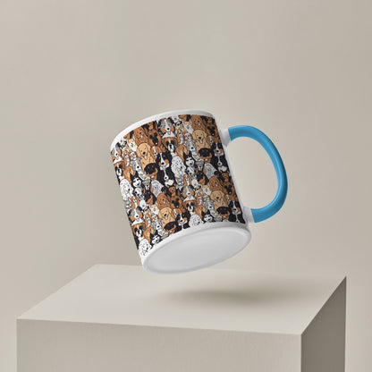 Dog breeds illustration design Pattern Sky Blue Handle 330 ml Coffee Mug