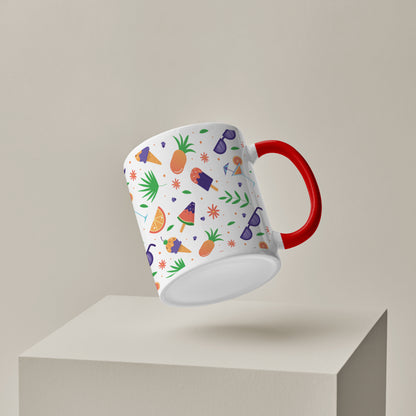 Beach Vibes Spectacular Design with Red Handle  330 ml Coffee Mug