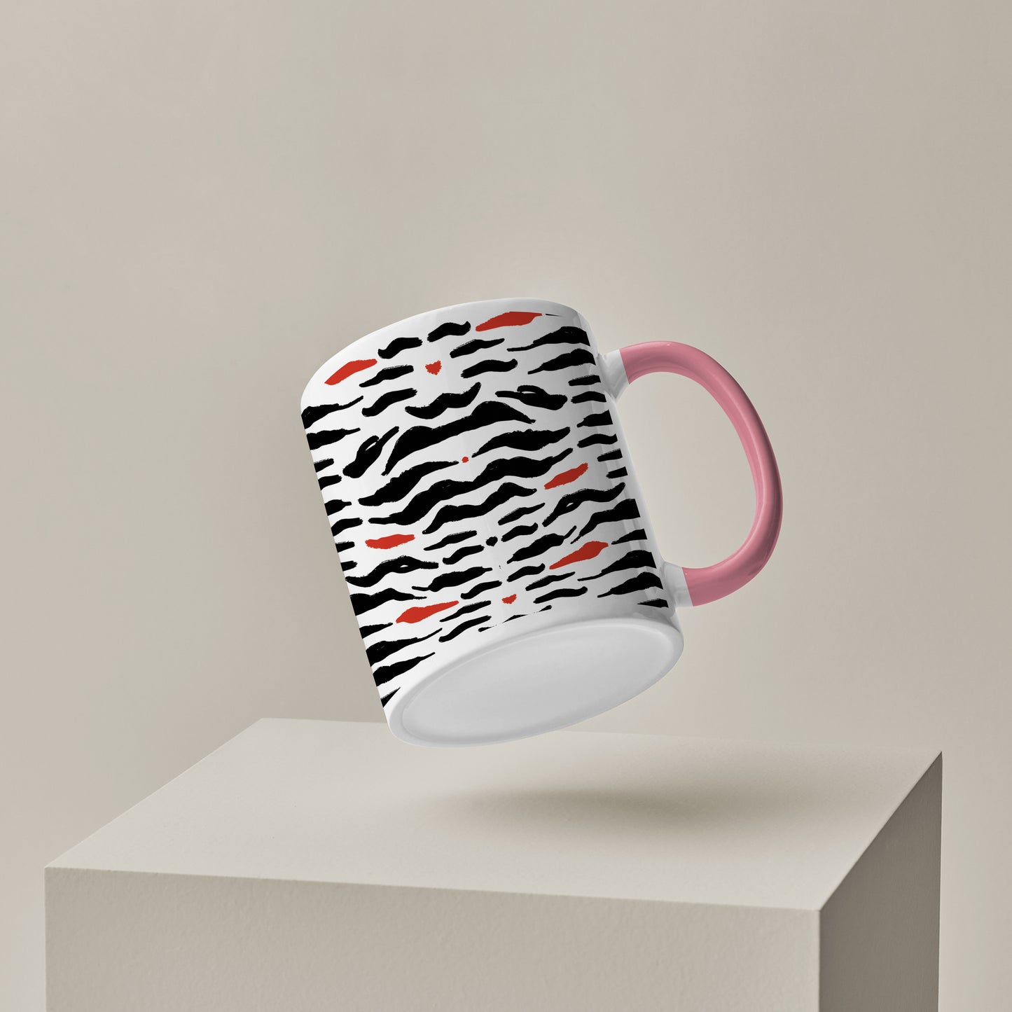 Tiger skin pattern design Pattern Lite Pink Handle 330 ml Coffee Mug