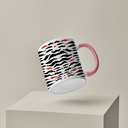 Tiger skin pattern design Pattern Lite Pink Handle 330 ml Coffee Mug