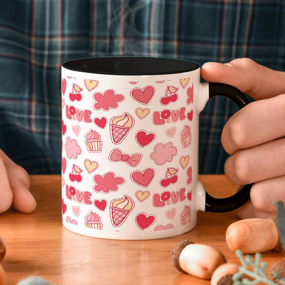 Retro pattern of decorative love elements design 330 ml Coffee Mug