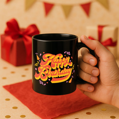 Happy Birthday 330 ml Black Coffee Mug (Pack of 1)