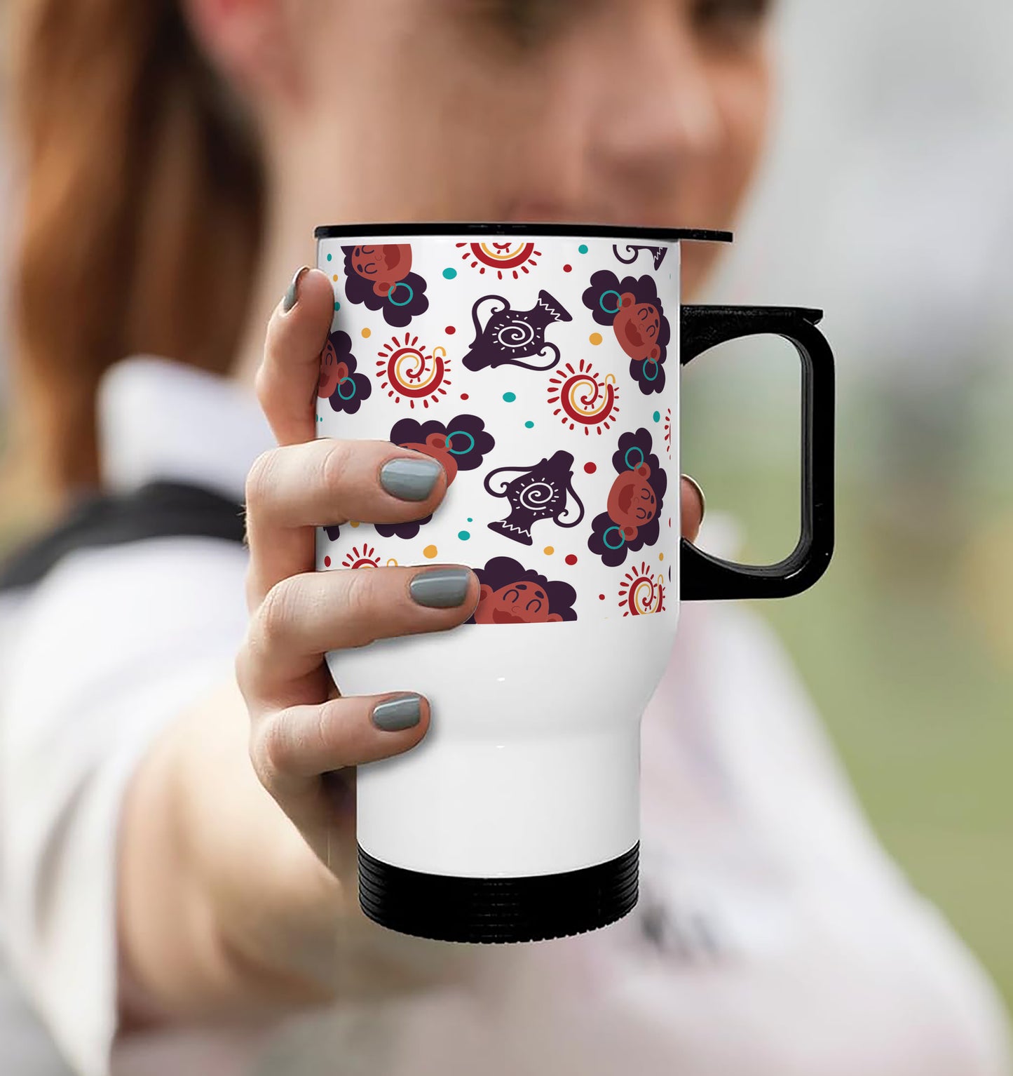 Flat African pattern Printed 350ML Travel MUG