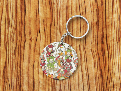 Traditional Kalamkari Seamless Pattern Mug and Keychain Combo 330 ml Coffee Mug