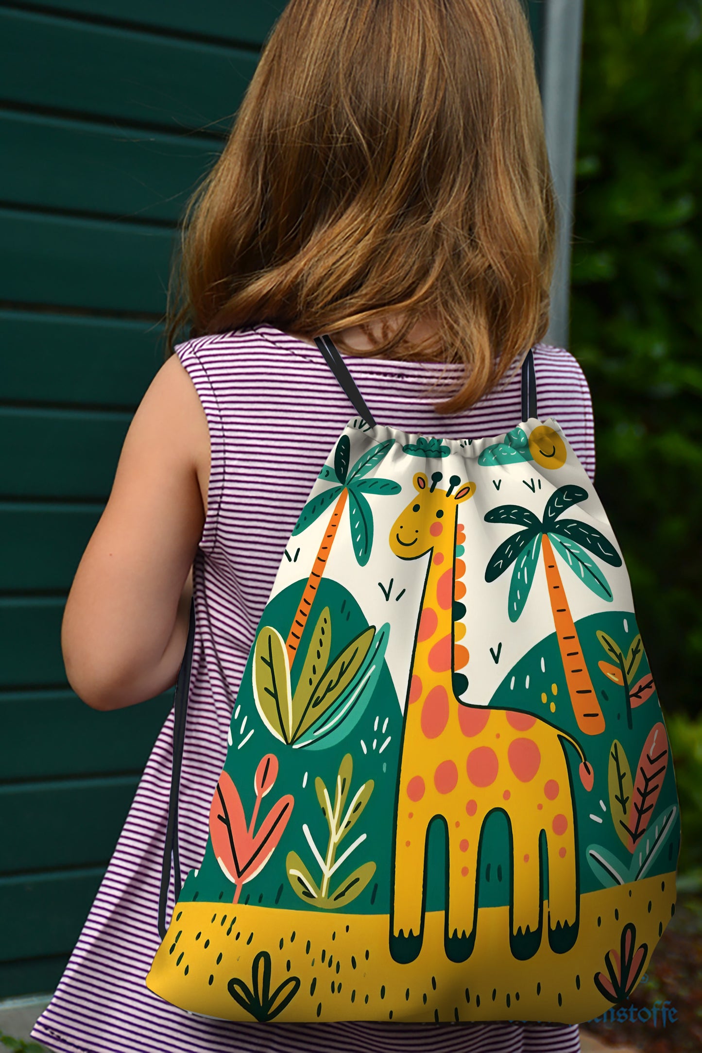Nursery Painting Wall Art Pattern Polyester String Backpack Bags for kids for Gym, Yoga, Tuition ,Beach Bag for 4-10 year boys and girls