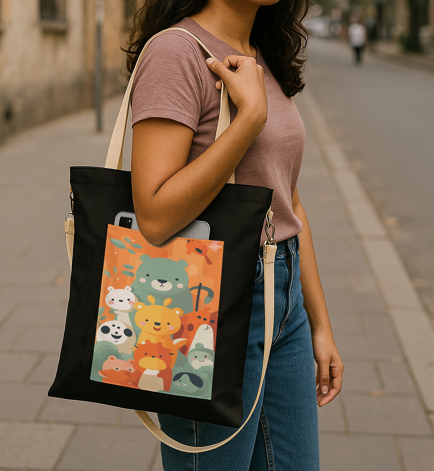 Cute beer Printed Women's Girls Cross Body Sling Bag with Extra Front Pocket, College Bag for Girls, Tote Bag for Shopping,Travel