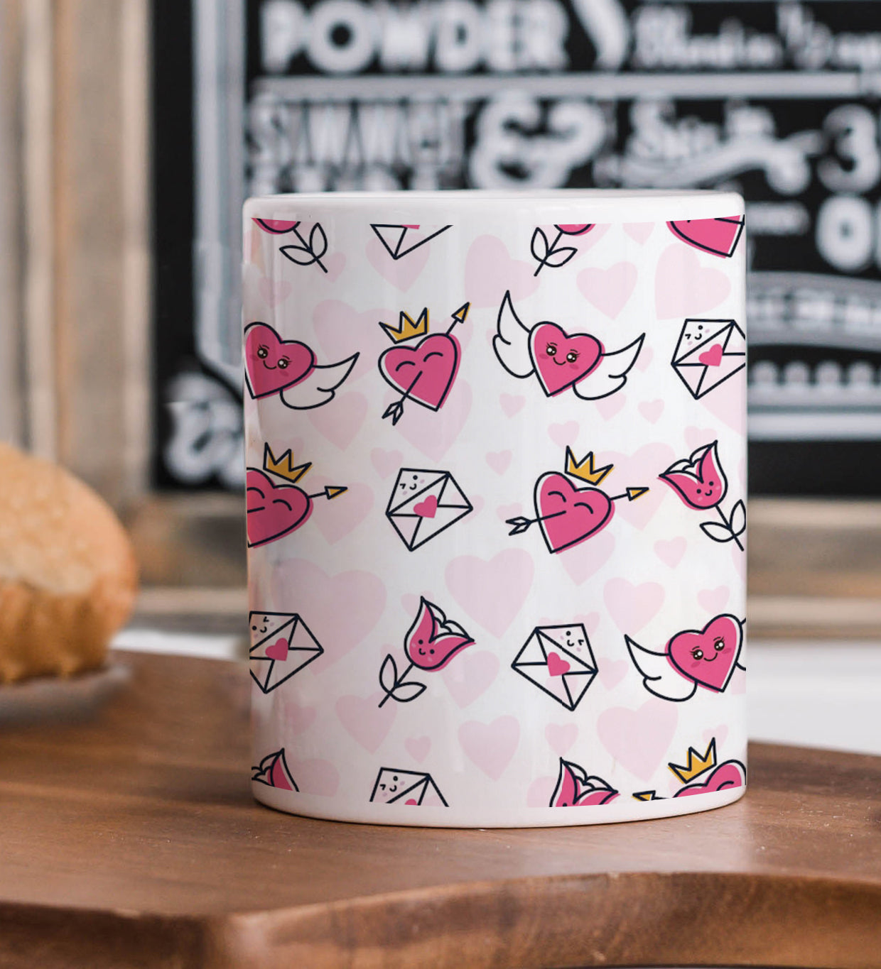 Seamless Cute Love Icon Pattern Mug and Coaster 330 ml Coffee Mug