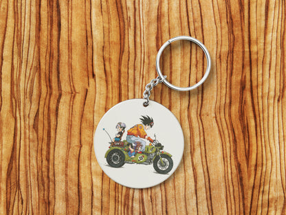 Goku and trunks with bike illustration design Mug and Keychain Combo 330 ml Coffee Mug
