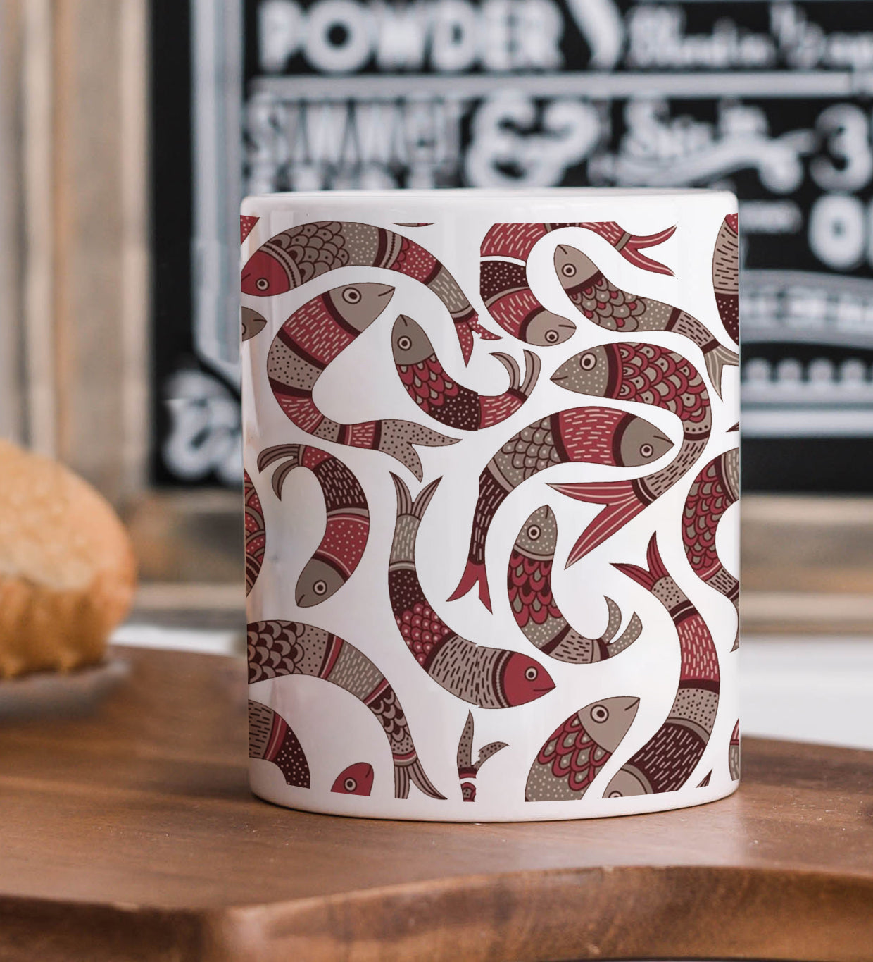 Seamless Fishes Pattern Mug and Coaster 330 ml Coffee Mug
