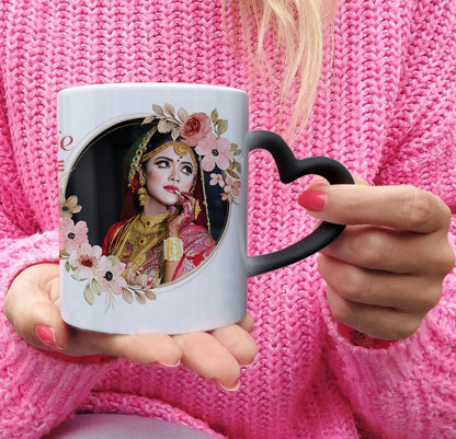 Best Couple Customized Add Two Photos Magic Heart Handle 330 ml Coffee Mug