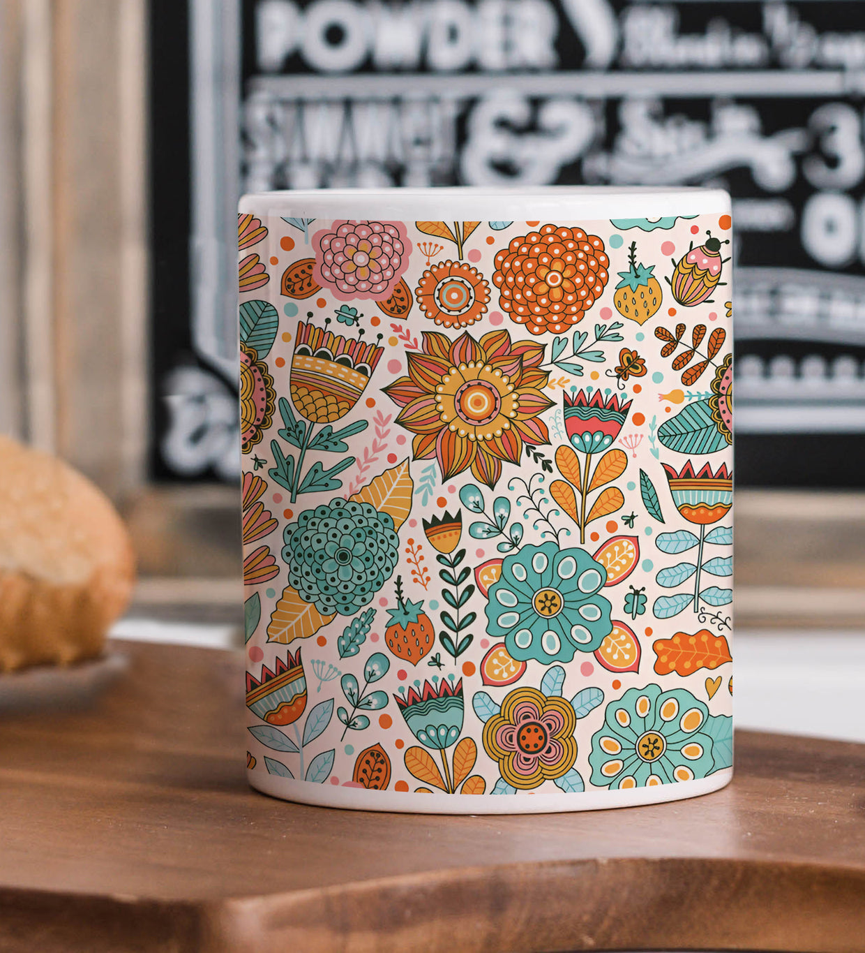 Vector flower Seamless pattern Combo Mugs and Coaster(Set of 2 Mugs and 2 coasters) 330 ml Coffee Mug