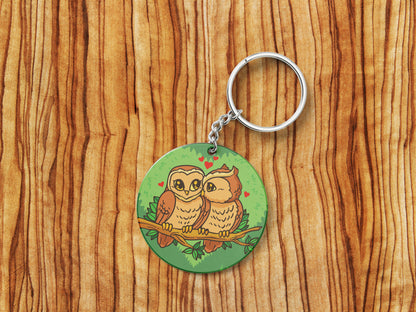 Valentines Day Owl Couple Mug and Keychain Combo 330 ml Coffee Mug