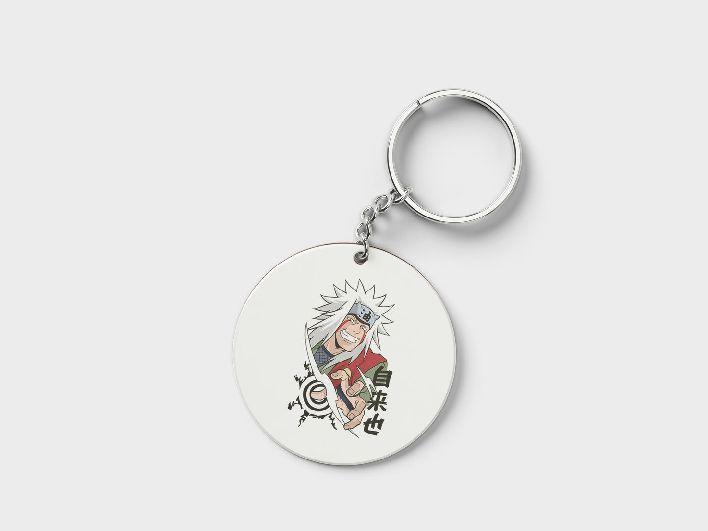 Toad sage Mater Jiraiya Design Printed Circle Shape Wooden Keyring with Chain