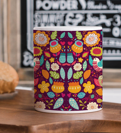 Birds Flowers Beautiful Pattern Mug and Coaster 330 ml Coffee Mug