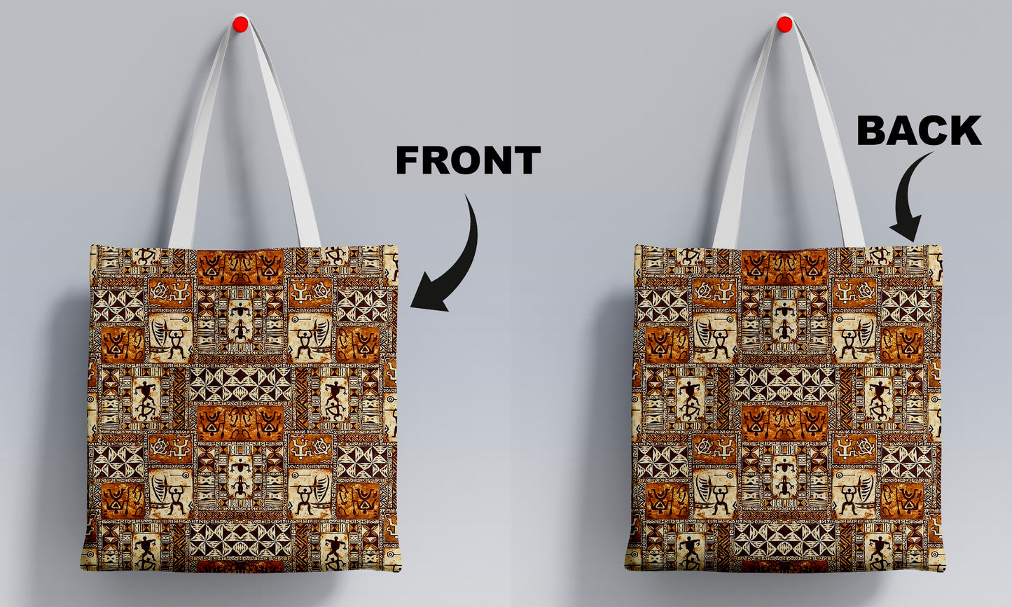 Tribal Tropical art pattern Printed Design White Tote Bag (14 X 16 Inches) For Shopping, College, Travel