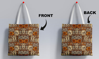 Tribal Tropical art pattern Printed Design White Tote Bag (14 X 16 Inches) For Shopping, College, Travel
