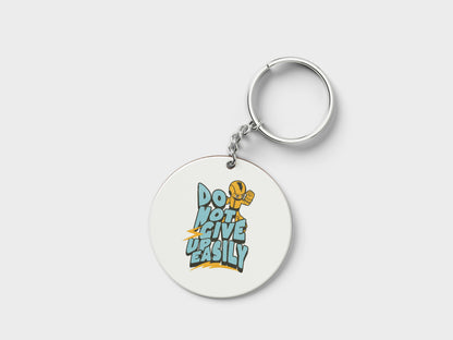 Do Not Give Up Easily Design Printed Circle Shape Wooden Keyring with Chain