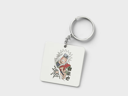 Toad sage Mater Jiraiya Printed Square Shape Wooden Keyring with Chain