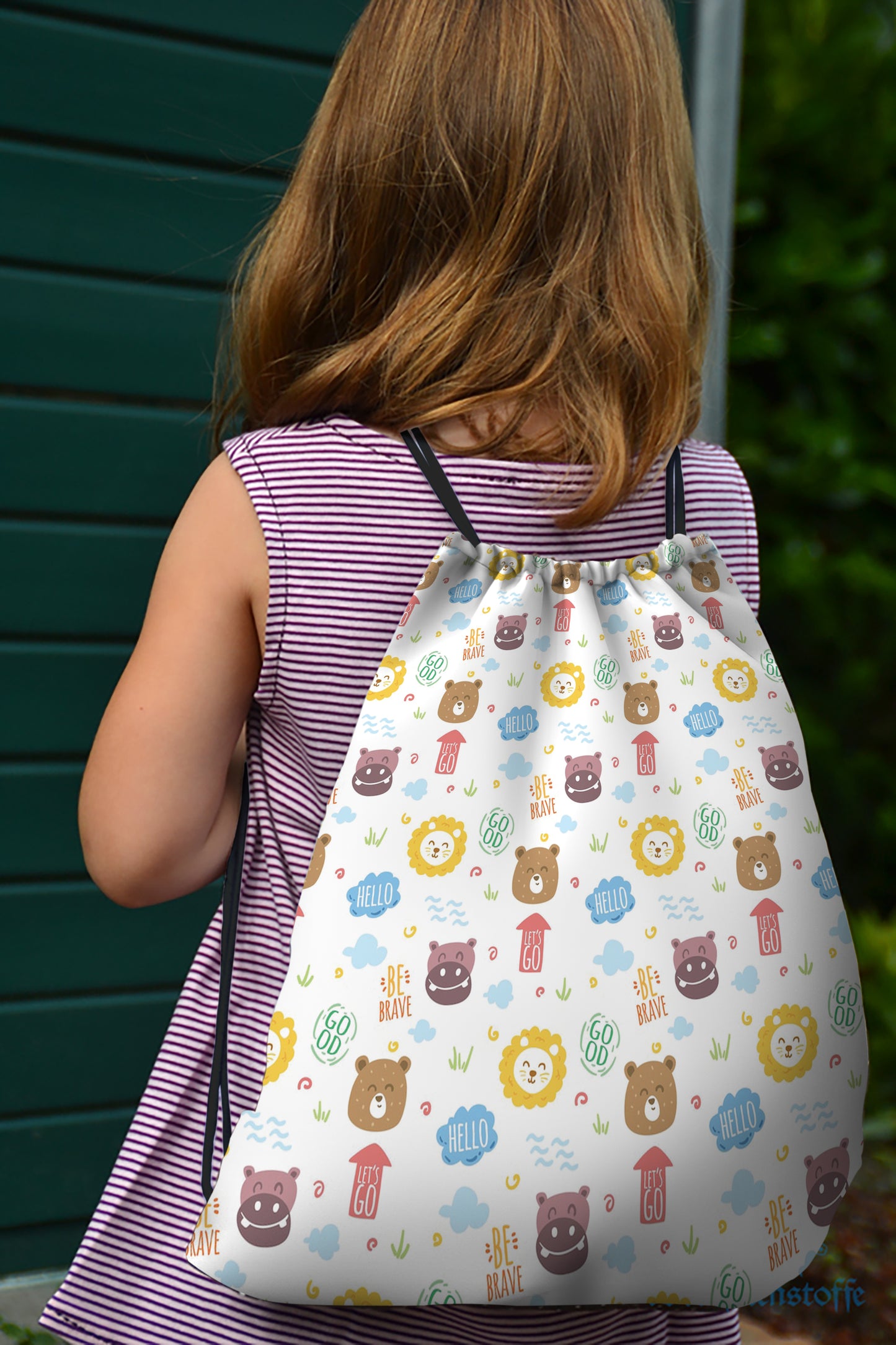 Animals with Words Pattern Polyester String Backpack Bags for kids for Gym, Yoga, Tuition ,Beach Bag for 4-10 year boys and girls
