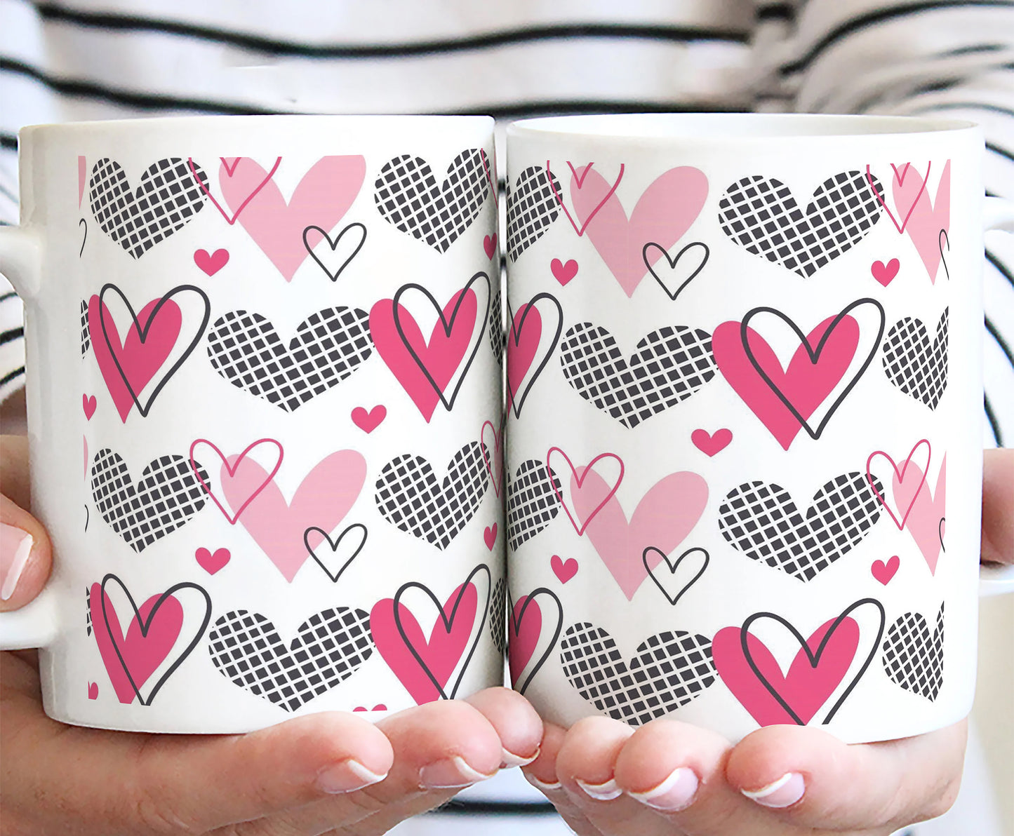 Hearts Pattern design White 330 ml Coffee Mug