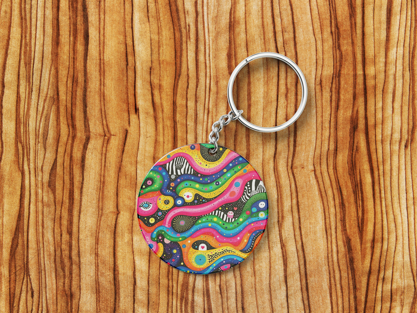 Vibrant Abstract Swirls and Circles Mug and Keychain Combo 330 ml Coffee Mug