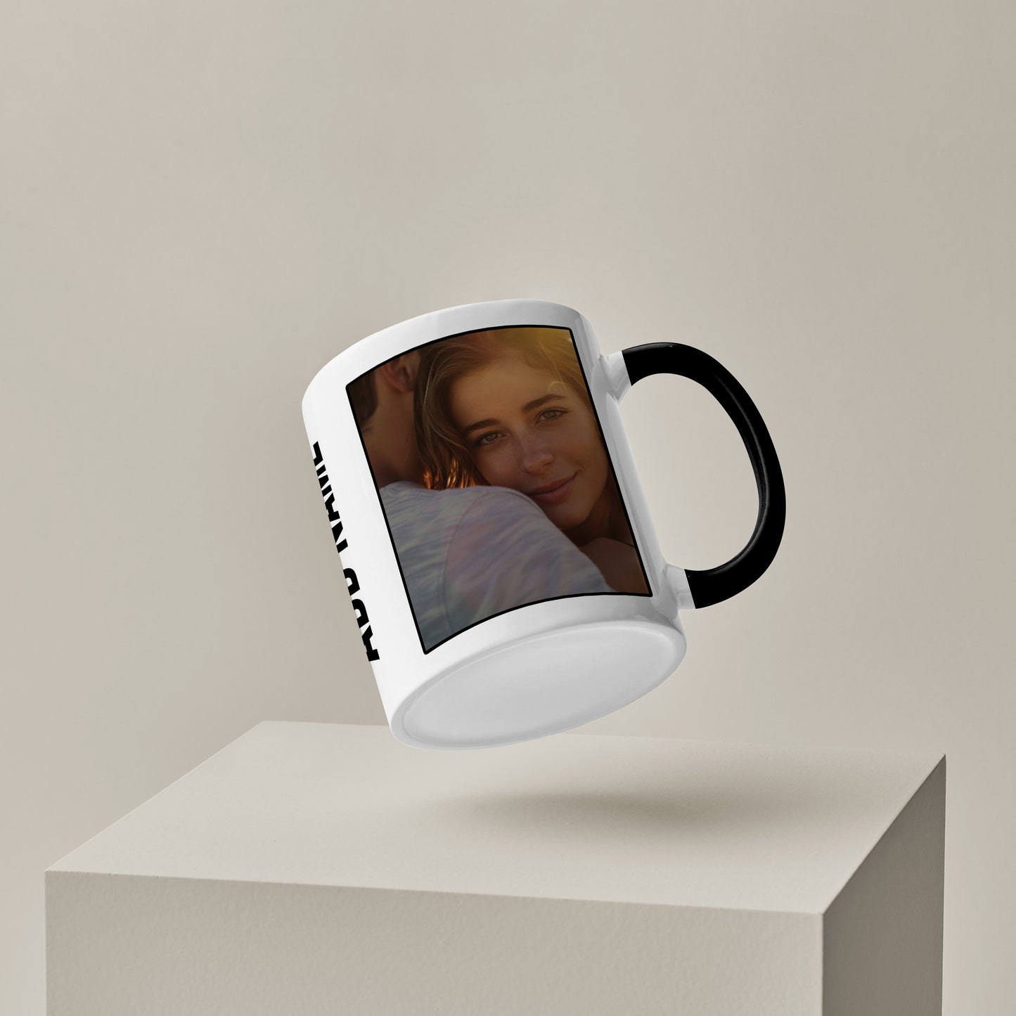 Best Couple Personalized Add Two Photos Black Handle 330 ml Coffee Mug