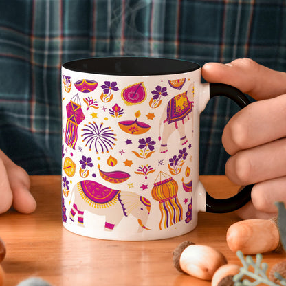Happy diwali vector elements seamless pattern design 330 ml Coffee Mug