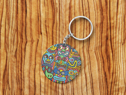 Doodle Art Illustration Mug and Keychain Combo 330 ml Coffee Mug