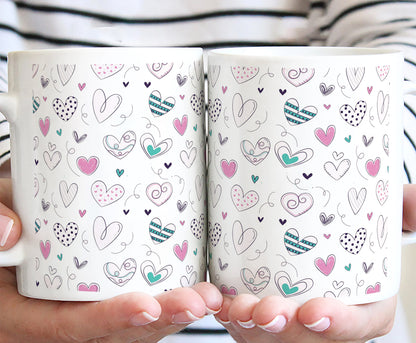 Pretty hearts pattern design White 330 ml Coffee Mug