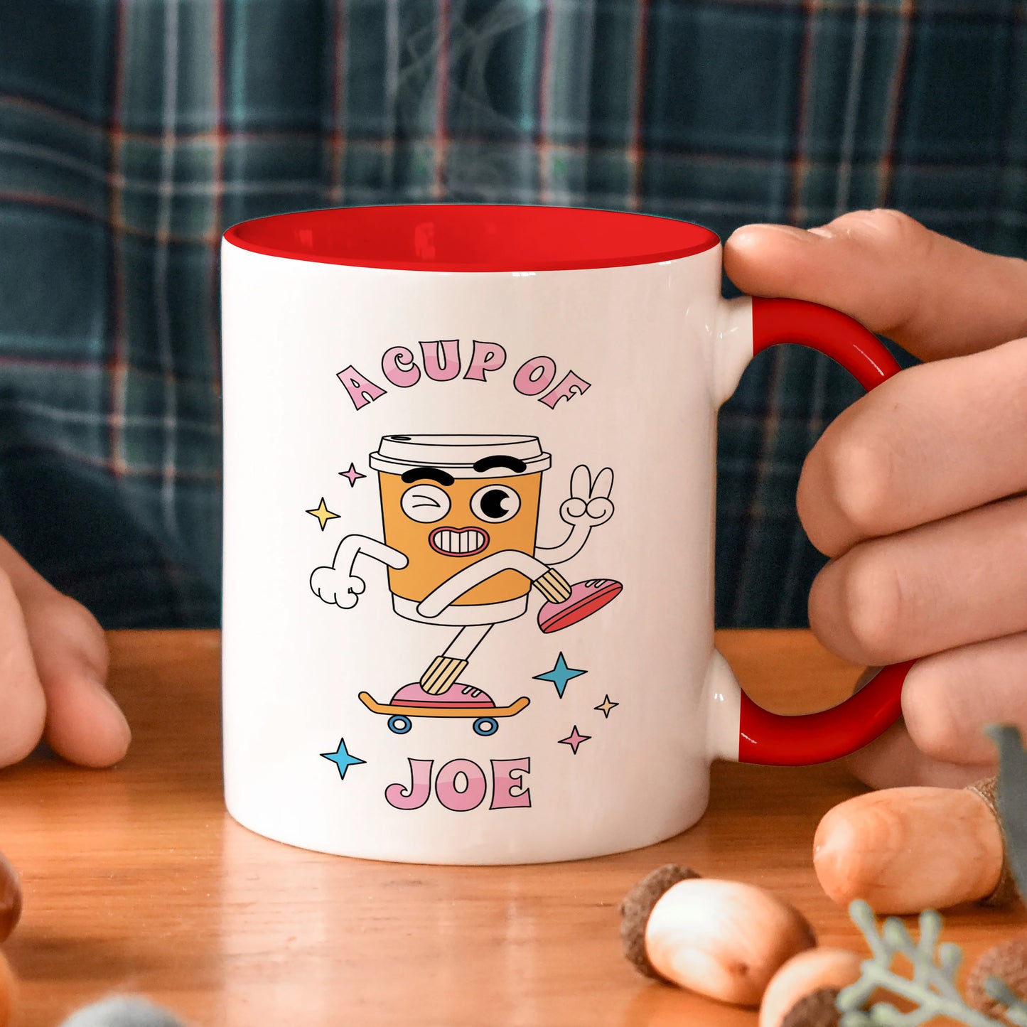 A cup of joe design Red Handle 330 ml Coffee Mug
