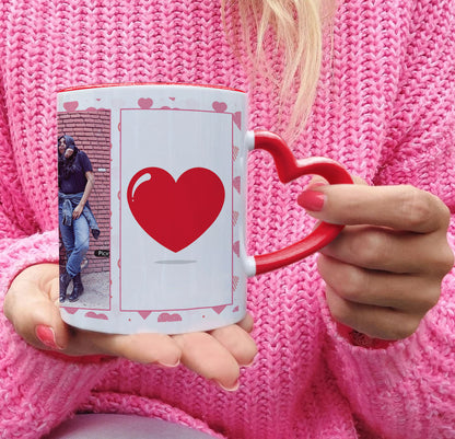 Friend forever personalized add two photos red heart handle 330 ml Coffee Mug