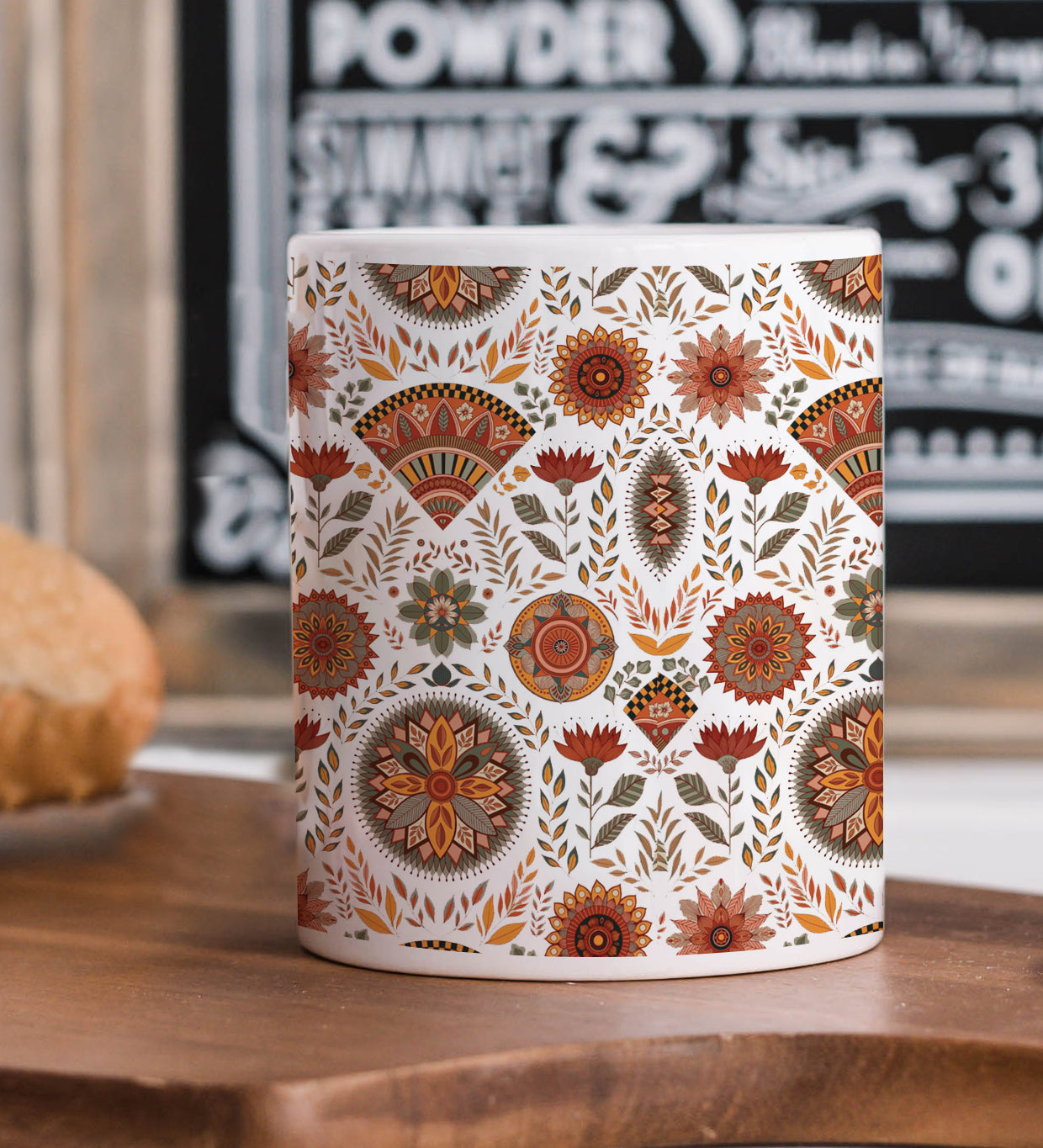 Vibrant Turkish Flower Pattern Mug and Coaster 330 ml Coffee Mug