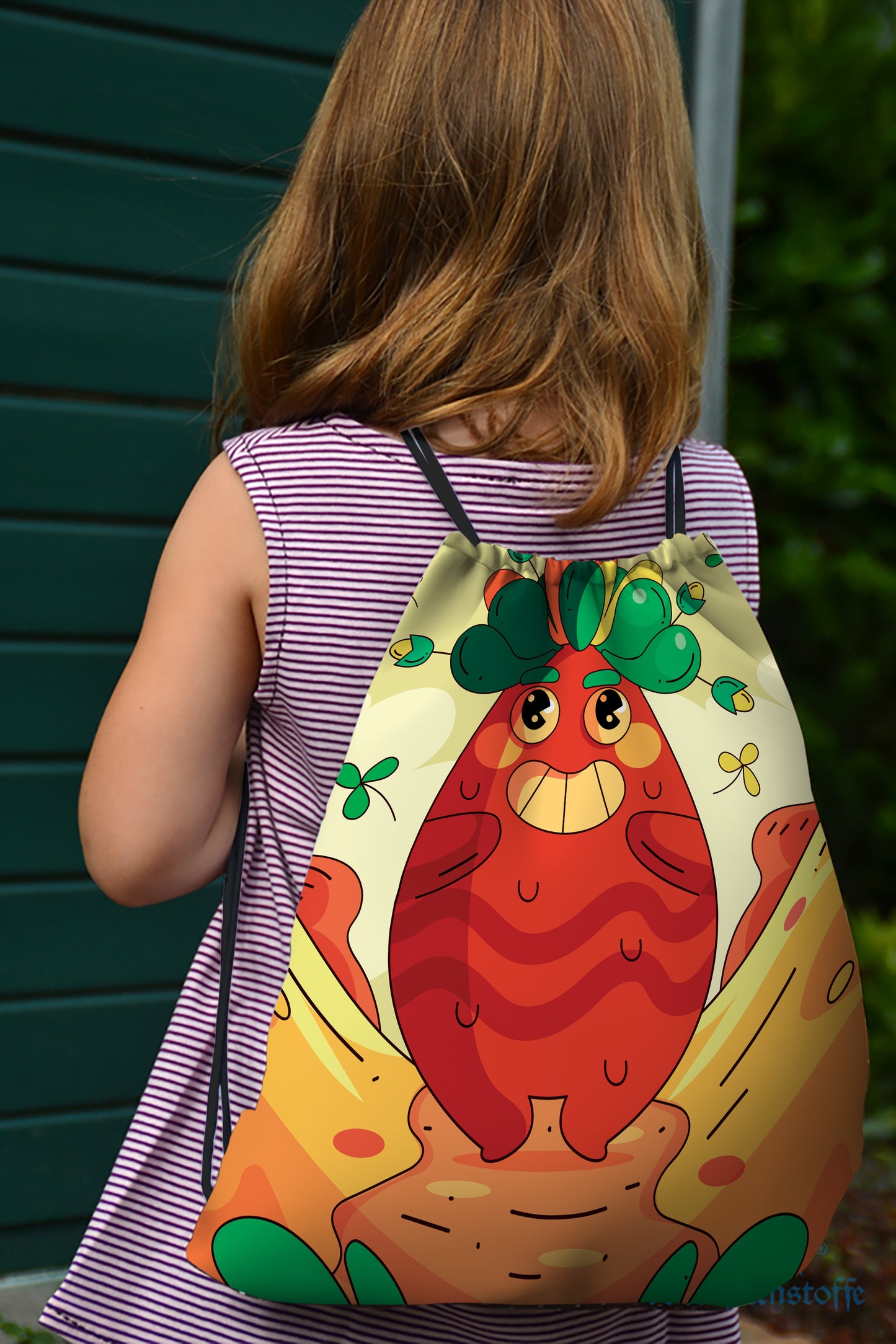 Frail Jon Character illustration Polyester String Backpack Bags for kids for Gym, Yoga, Tuition ,Beach Bag for 4-10 year boys and girls