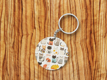 Colorful cat seamless pattern Mug and Keychain Combo 330 ml Coffee Mug
