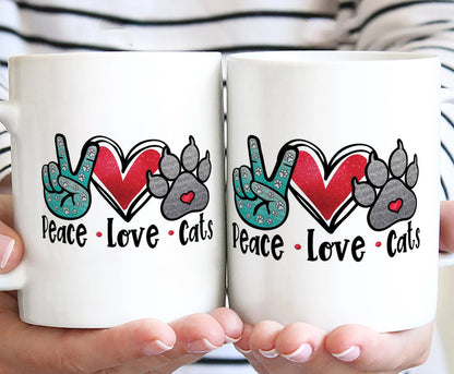 Peace Love cats design White 330 ml Coffee Mug