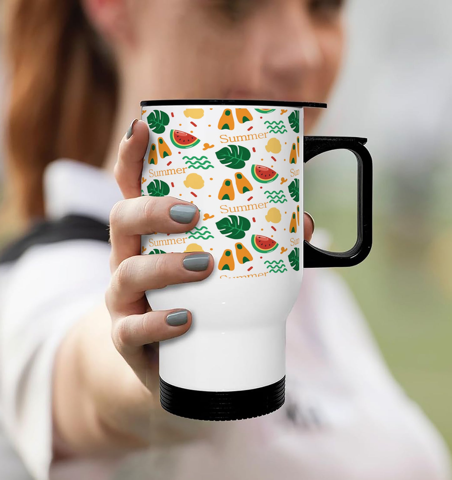 Summer fruit pattern Printed 350ML Travel MUG