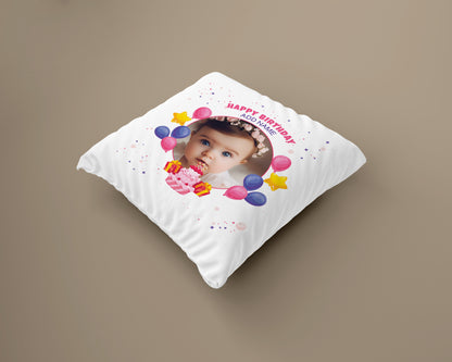 Happy Birthdays Personalized Cushion Add One Photo (12x12 inch), Pack of 1