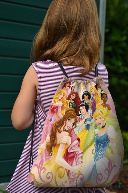 All Disney Princesses Design Pattern Polyester String Backpack Bags for kids for Gym, Yoga, Tuition ,Beach Bag for 4-10 year boys and girls
