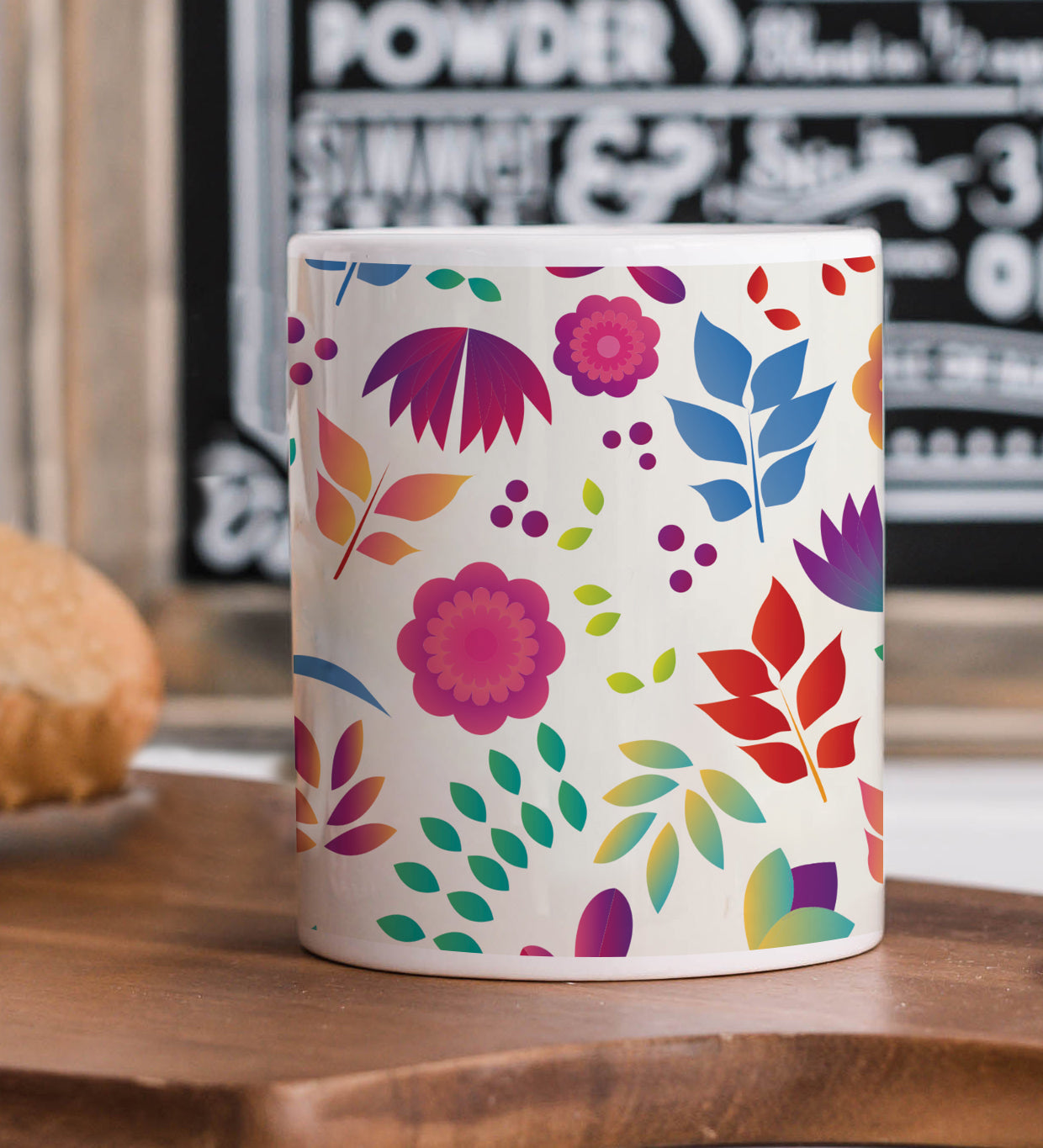 Cartoon Flowers and Leaves Seamless Pattern Mug and Coaster 330 ml Coffee Mug