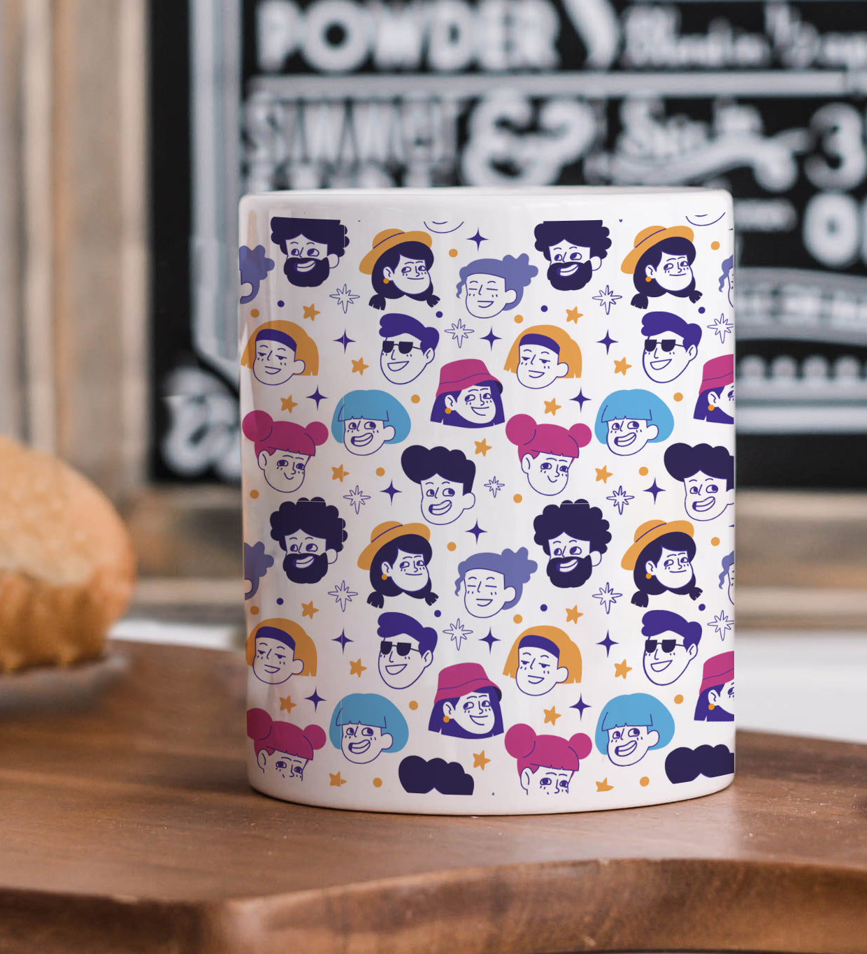 Seamless People Design Mug and Coaster 330 ml Coffee Mug