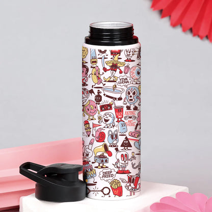 Cartoon doodle Pattern Printed Eagle Shape Water Bottle 750 ml For Gym, Yoga, Kids, Boys, Girls, Brother, Sister, Babies, Baby, Workout, Adults